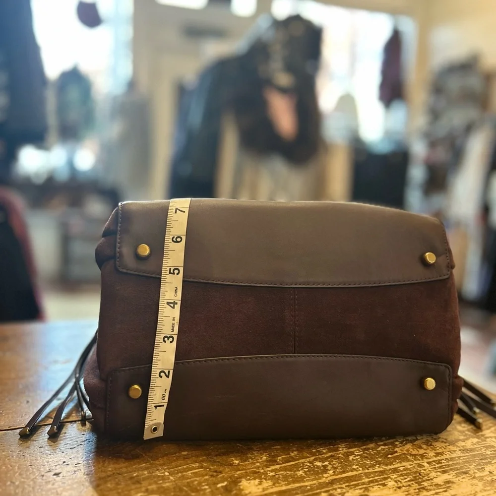 Coach Oxblood Leather and Suede Harmony Hobo Shoulder Bag with Gold Hardware